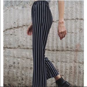 Blue and white stripped flowy pants